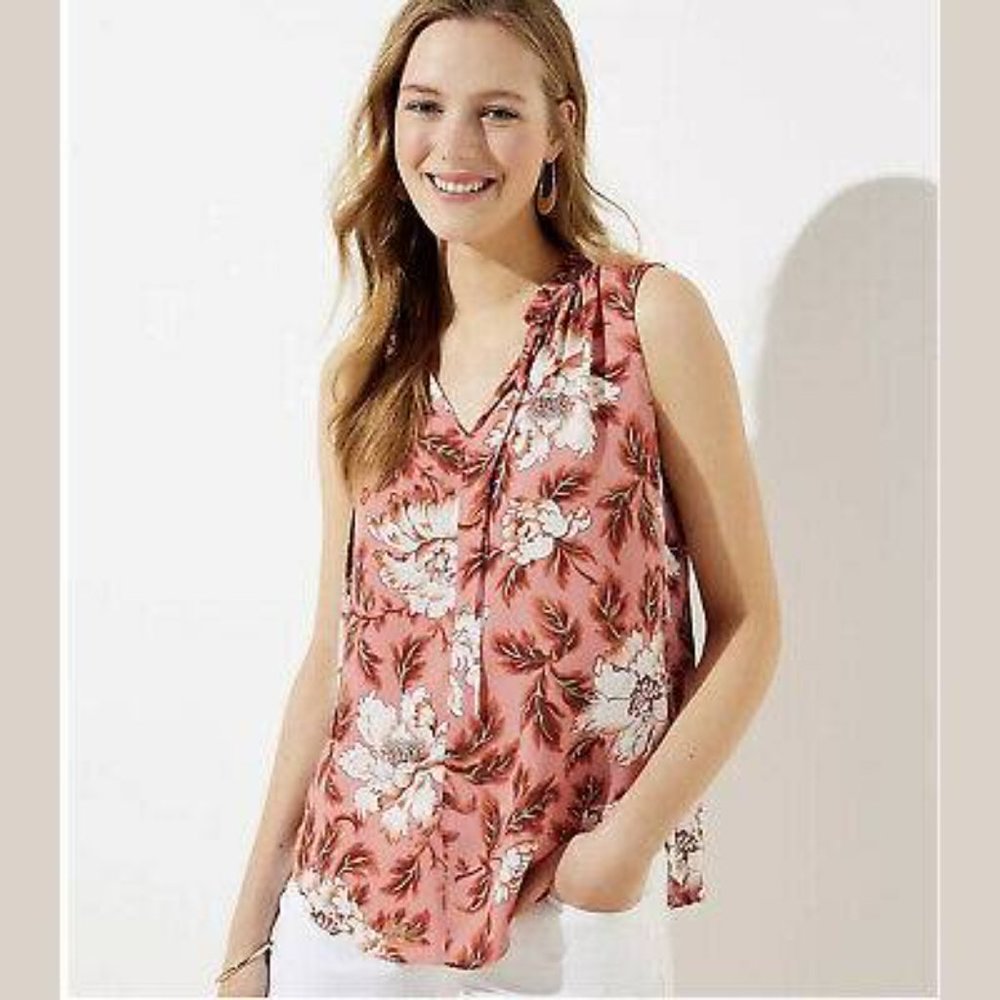 LOFT Floral Shell Shirt Rosy Pink